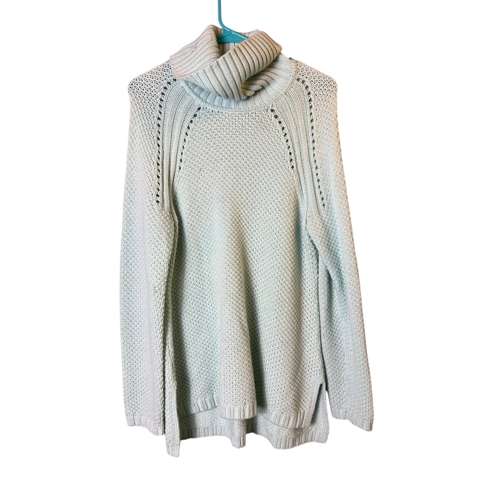 Talbots Lambswool Blend Cowl Neck Sweater Knit Pullover Tunic Pale Blue Size M